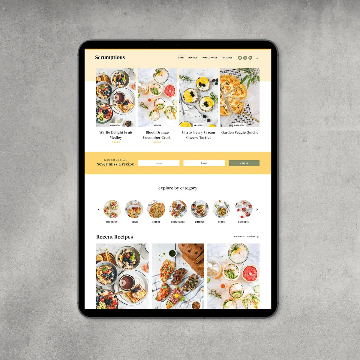 Site Credit 1 scrumptious food blog wordpress theme sheshoppes