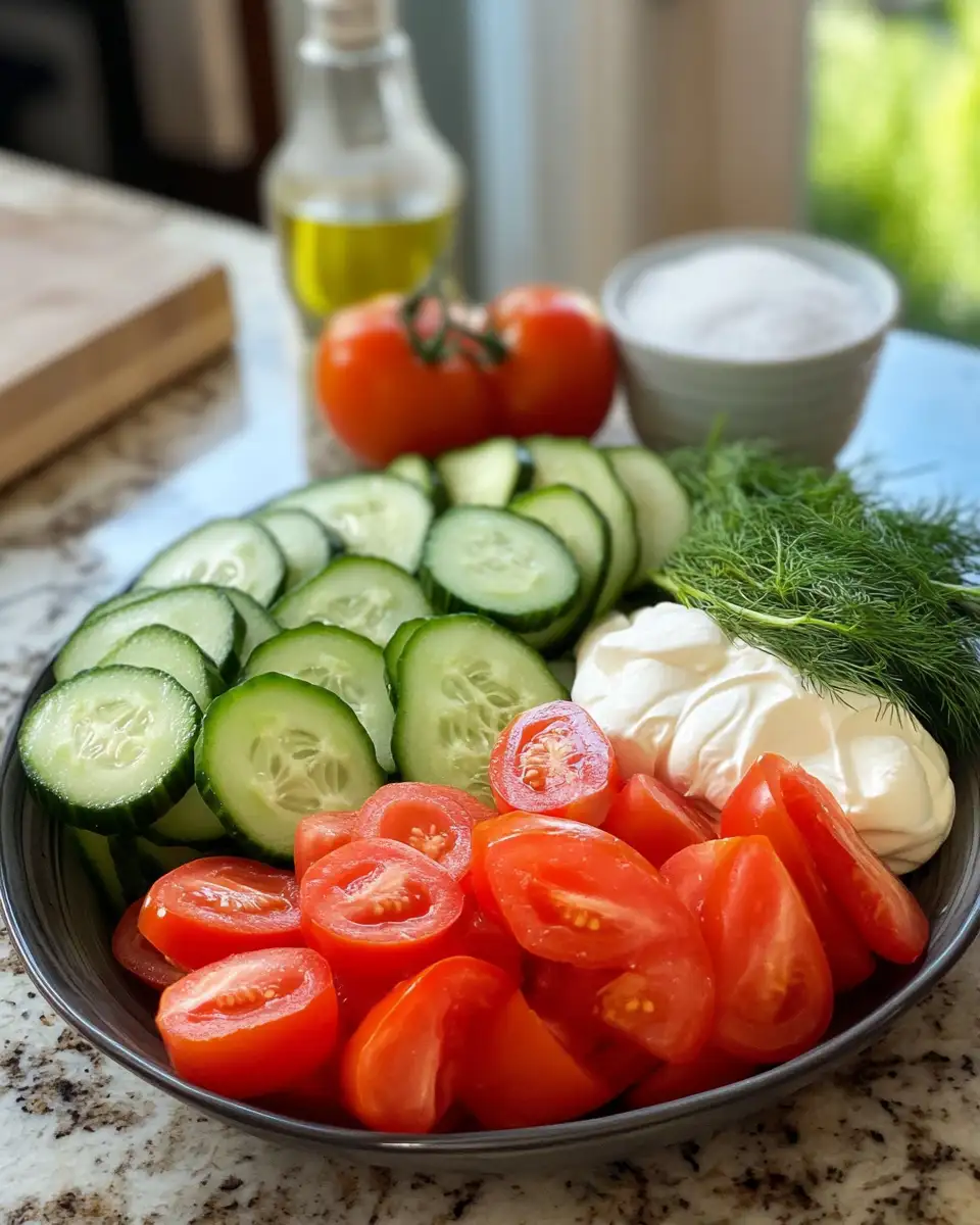 Refreshing Delight: Creamy Cucumber Tomato Salad Unveiled 5 Ingredients for Refreshing Delight: Creamy Cucumber Tomato Salad Unveiled