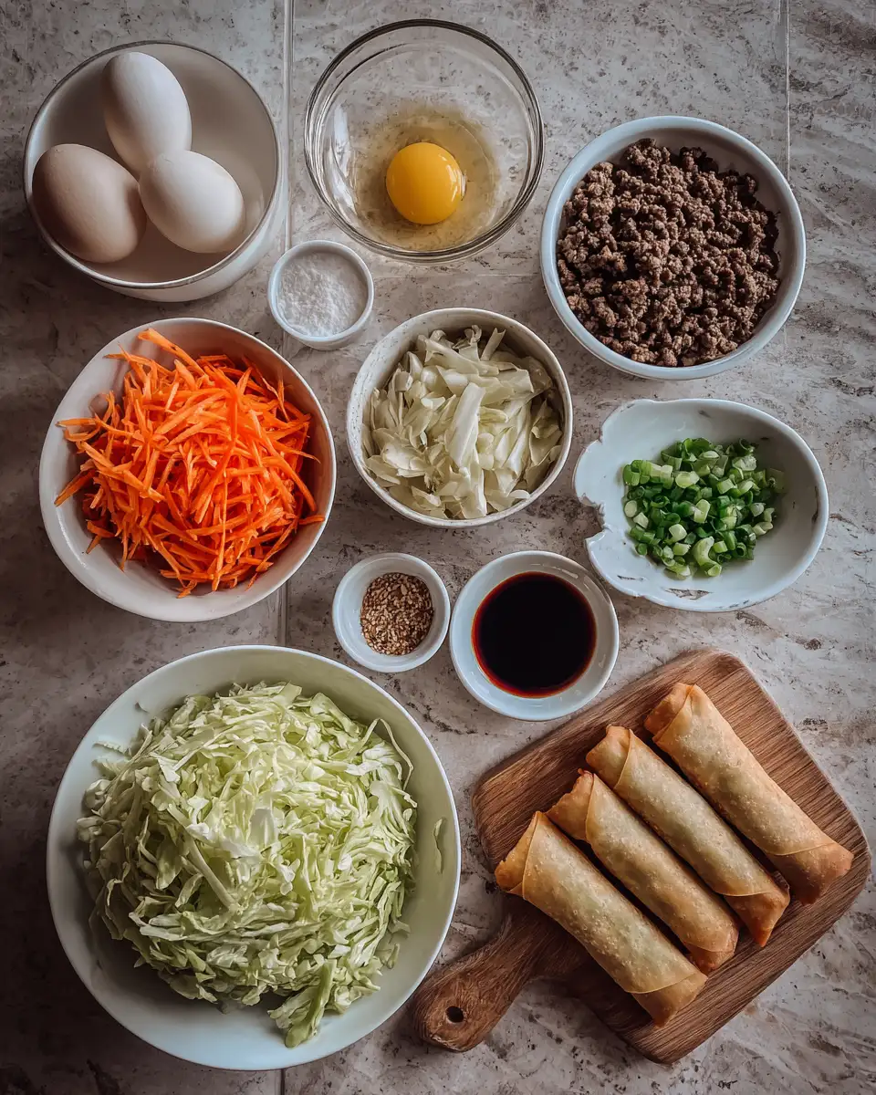 Ingredients for Crispy Ground Beef Egg Rolls Recipe You Need to Try Tonight