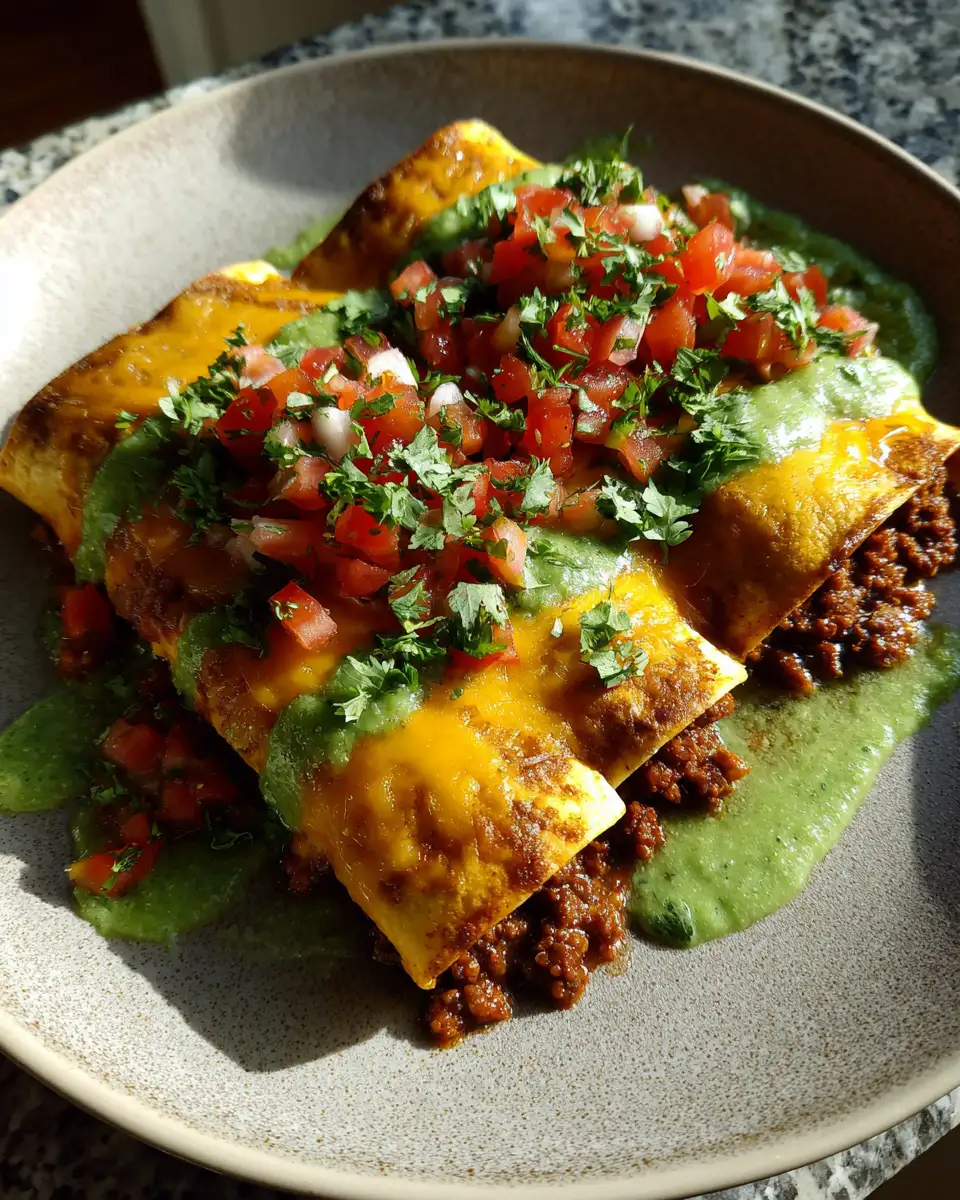 Irresistible Ground Beef Enchiladas with Zesty Green Sauce Recipe - Featured Image