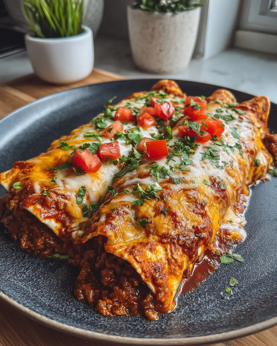 Mouthwatering Ground Beef Enchiladas with Spicy Red Sauce Recipe - Featured Image