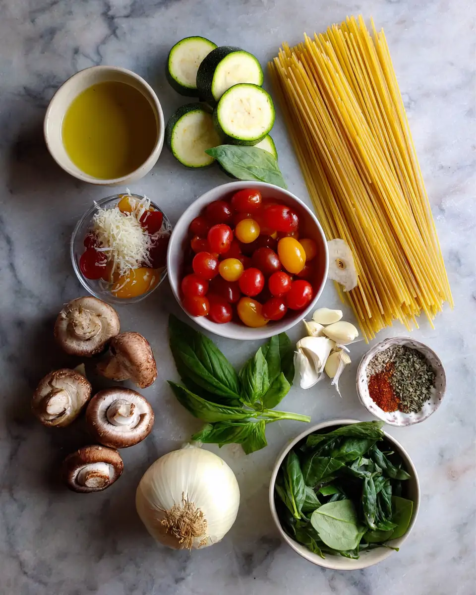 Ingredients for Healthy and Easy Pasta Recipe for a Quick Delicious Meal