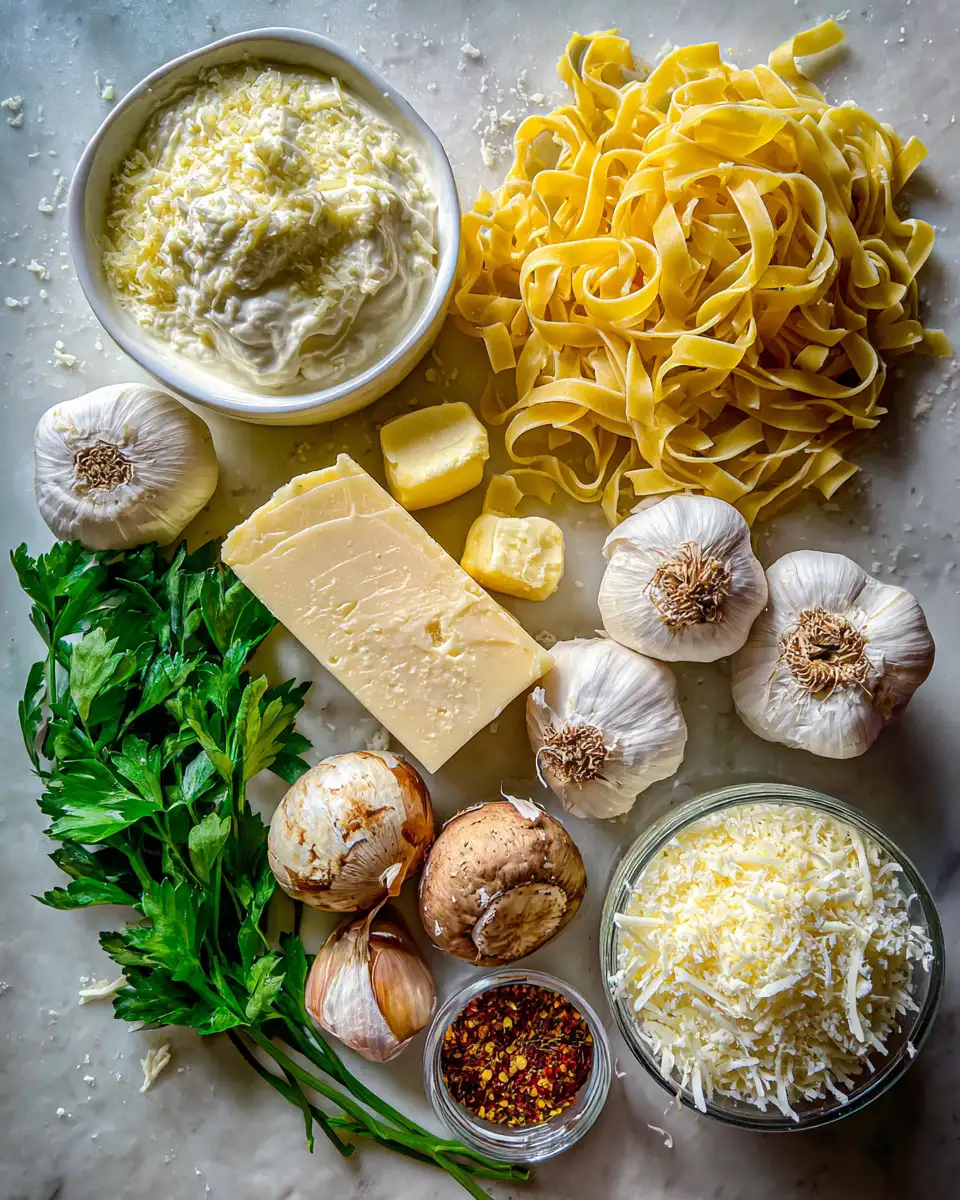 Ingredients for Creamy Comfort Pasta Recipe with Heavy Cream for Ultimate Indulgence