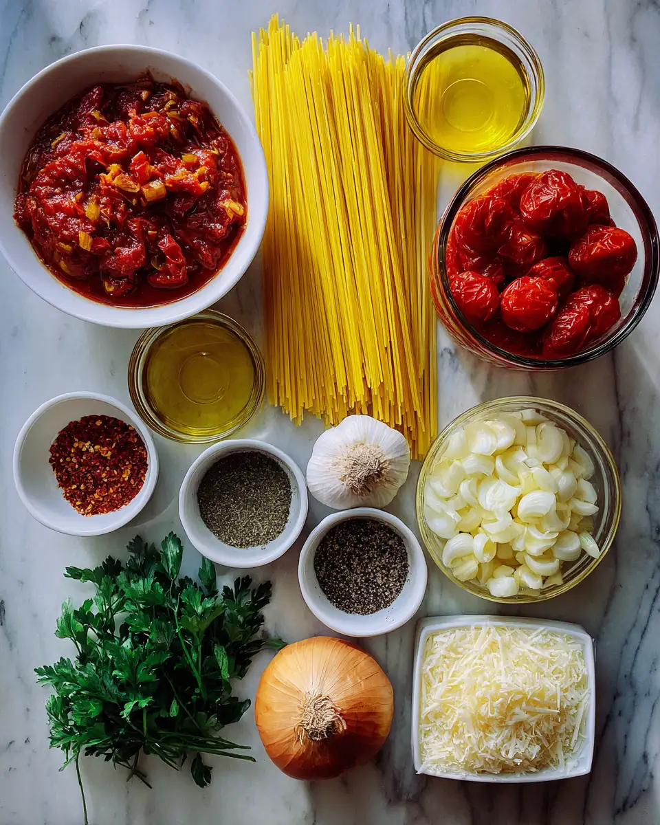 Ingredients for The Ultimate Pasta Recipe with Irresistible Homemade Sauce