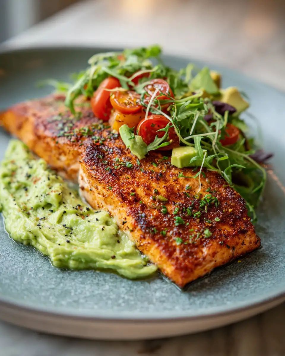 Final dish - Baked Cajun Salmon with Avocado A Flavorful Twist on a Healthy Classic
