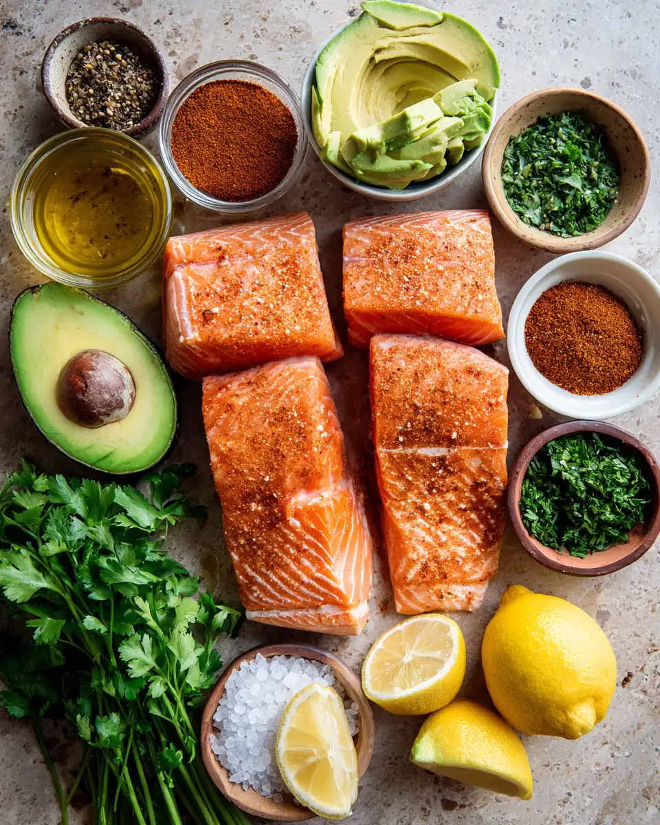 Ingredients for Baked Cajun Salmon with Avocado A Flavorful Twist on a Healthy Classic
