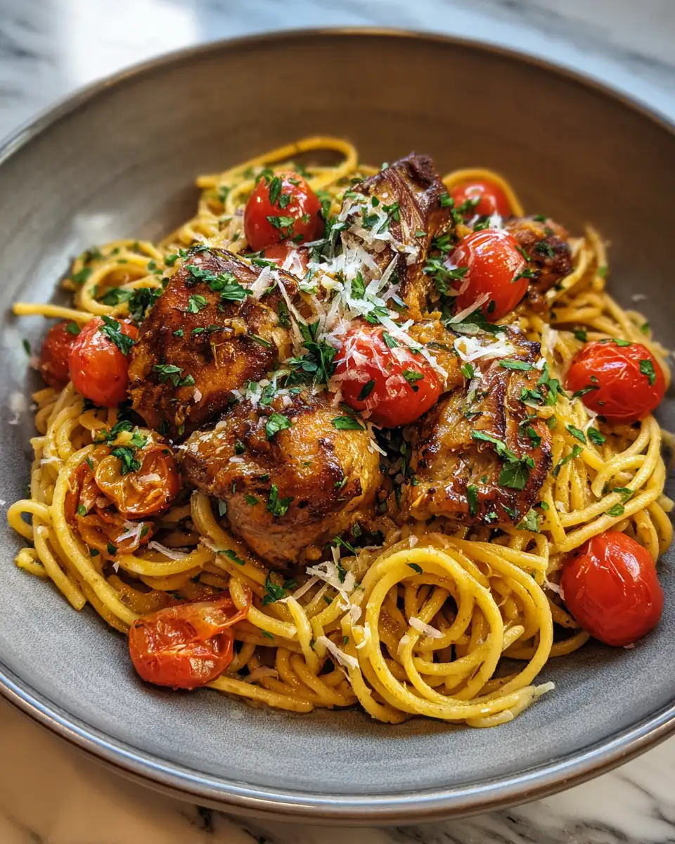 Easy One Pot Chicken Thighs Pasta Recipe for Busy Weeknights 7 Final dish - Easy One Pot Chicken Thighs Pasta Recipe for Busy Weeknights