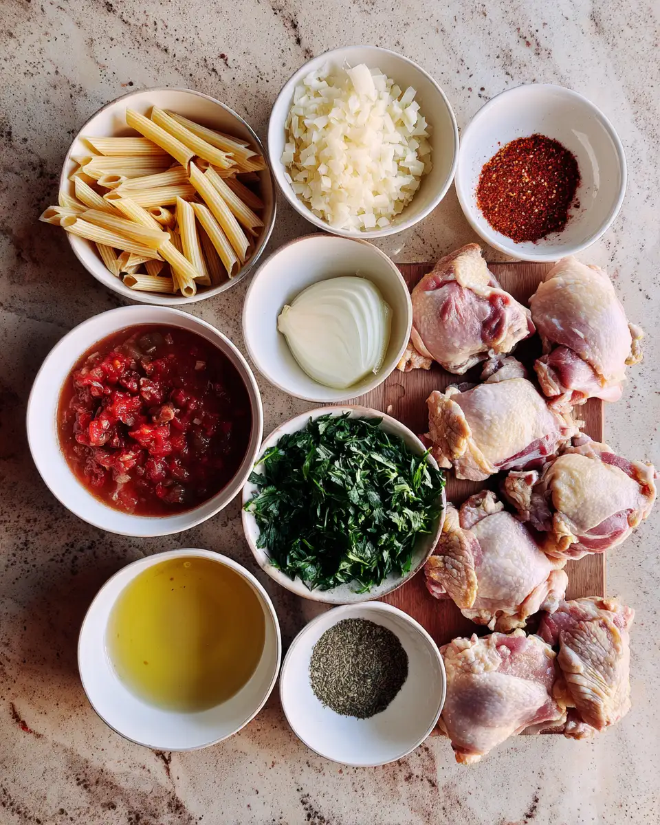 Easy One Pot Chicken Thighs Pasta Recipe for Busy Weeknights 5 Ingredients for Easy One Pot Chicken Thighs Pasta Recipe for Busy Weeknights