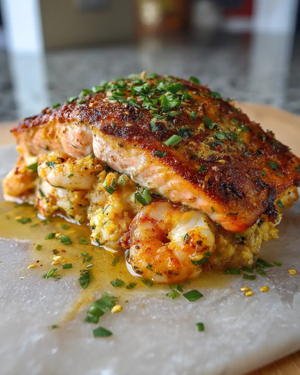 Final dish - Delicious Crab and Shrimp Stuffed Salmon Recipe That Will Impress Your Guests