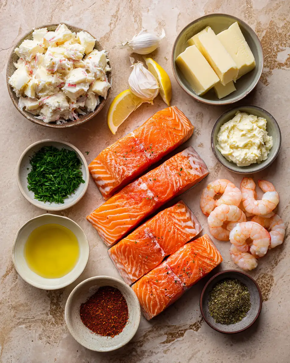 Ingredients for Delicious Crab and Shrimp Stuffed Salmon Recipe That Will Impress Your Guests