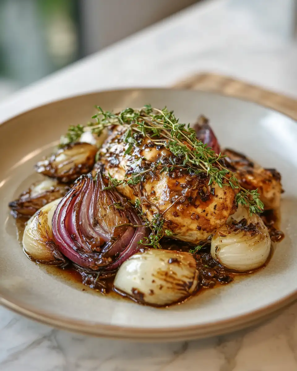 Final dish - Irresistible Creamy Balsamic Chicken with Roasted Onions Recipe