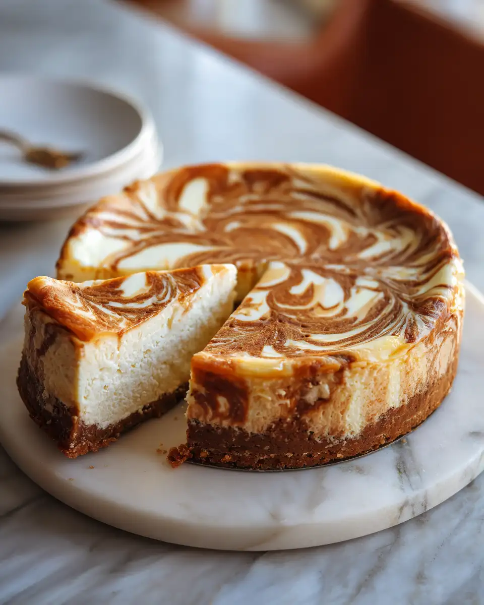 Final dish - Creamy Delight of Pumpkin Swirl Cheesecake That Will Melt Your Heart
