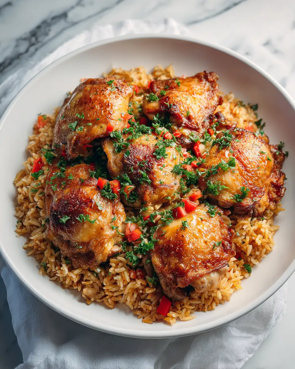 Easy One Pot Chicken Thighs and Rice Recipe for Busy Weeknights 7 Final dish - Easy One Pot Chicken Thighs and Rice Recipe for Busy Weeknights