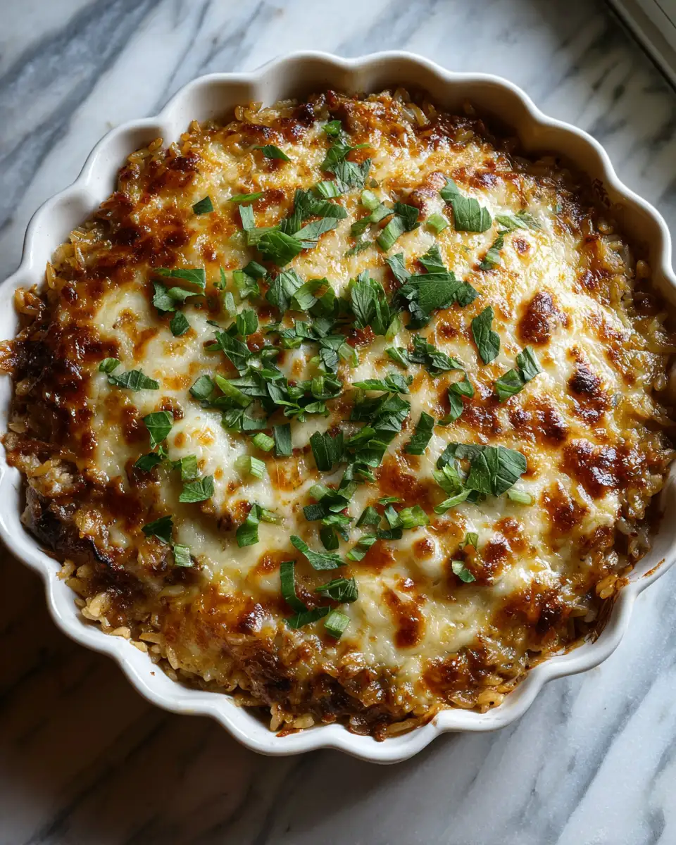 Hearty French Onion Beef Rice Casserole Recipe for Cozy Nights 7 Final dish - Hearty French Onion Beef Rice Casserole Recipe for Cozy Nights