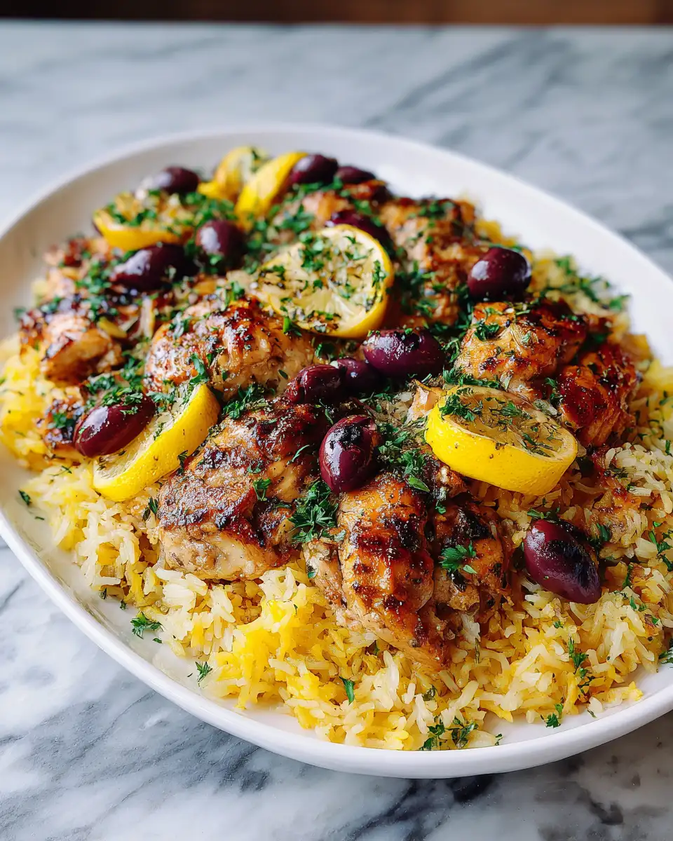 Final dish - Greek Chicken and Lemon Rice One Pot Recipe for Effortless Flavorful Meals