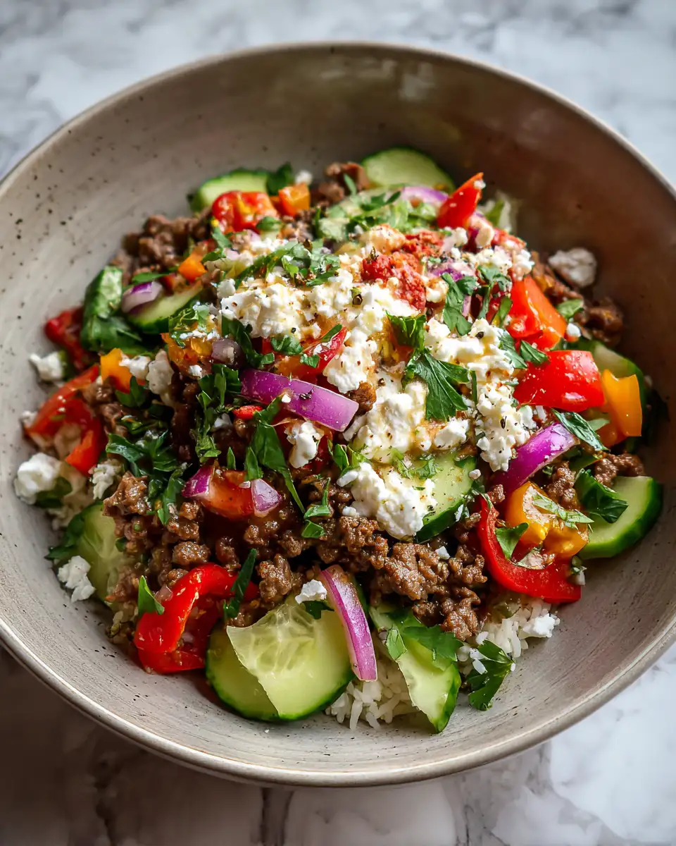Final dish - Flavor-Packed Ground Beef Greek Bowl Recipe You Need to Try