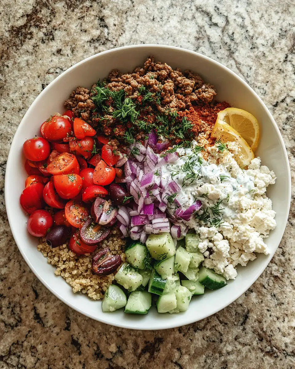 Ingredients for Flavor-Packed Ground Beef Greek Bowl Recipe You Need to Try