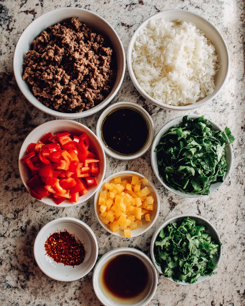 Ingredients for Spice Up Dinner with a Flavor-Packed Ground Beef Hot Honey Bowl