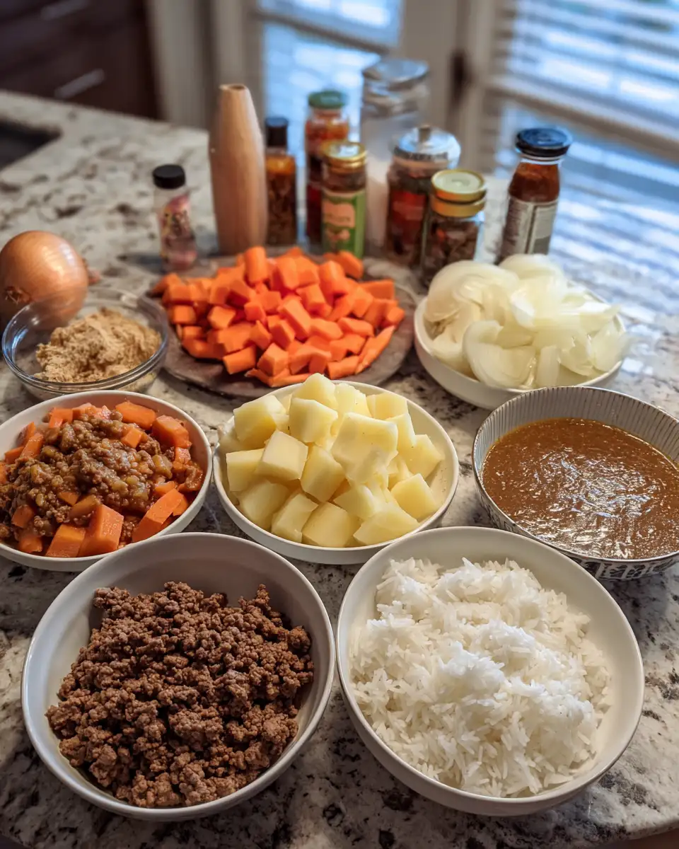 Ingredients for Savory Ground Beef Japanese Curry Recipe That Will Warm Your Soul