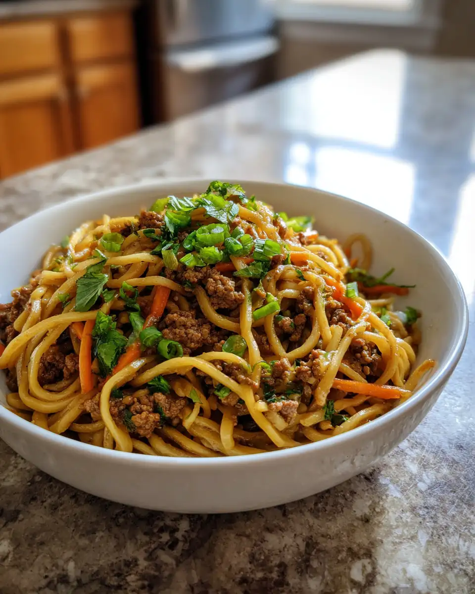 Final dish - Savory Ground Beef Lo Mein Recipe That Will Wow Your Taste Buds