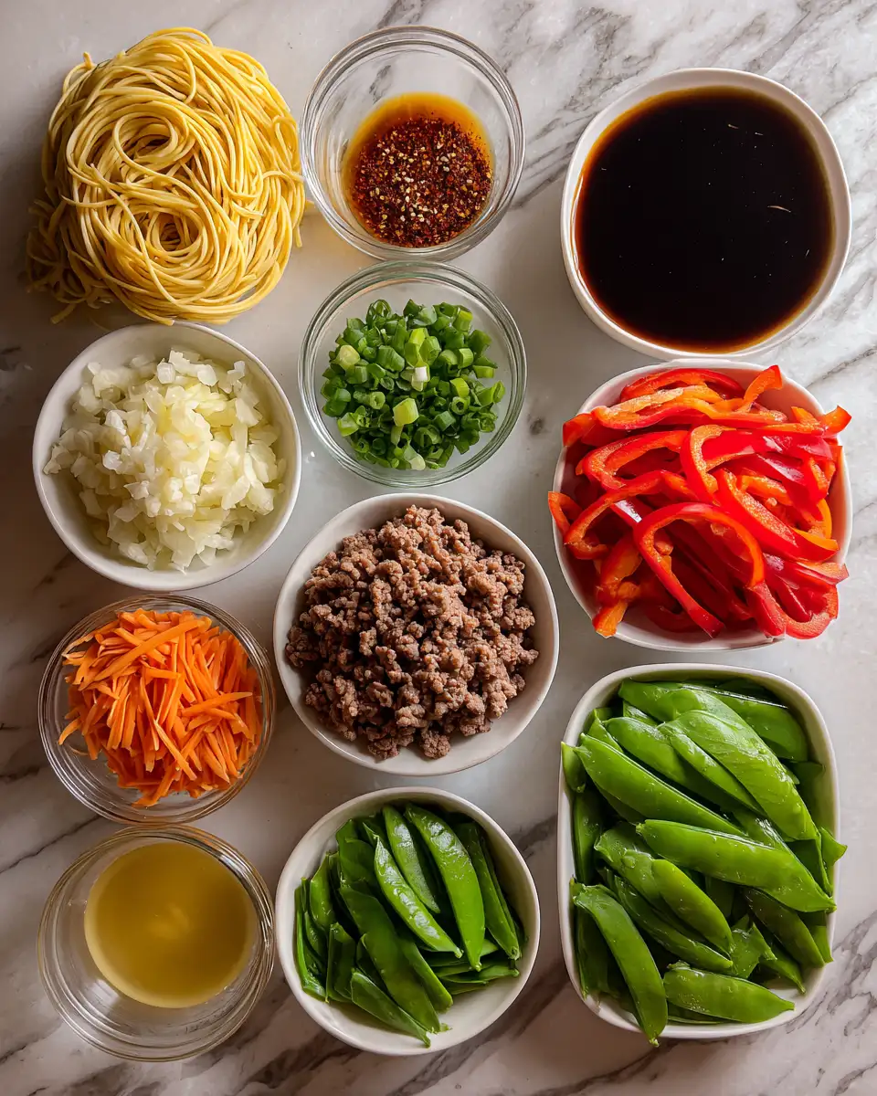 Ingredients for Savory Ground Beef Lo Mein Recipe That Will Wow Your Taste Buds