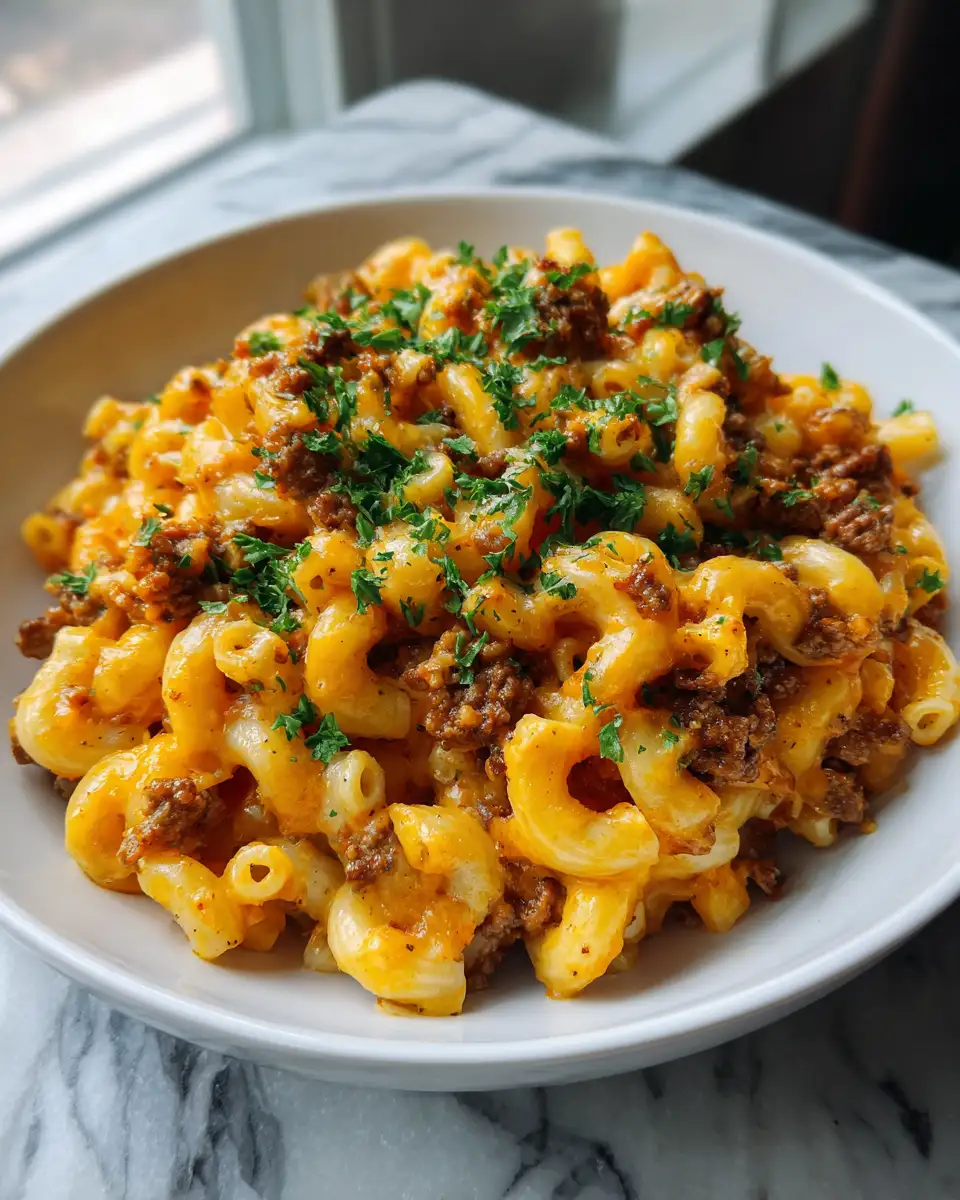 Ultimate Comfort Food Ground Beef Mac N Cheese Recipe - Featured Image