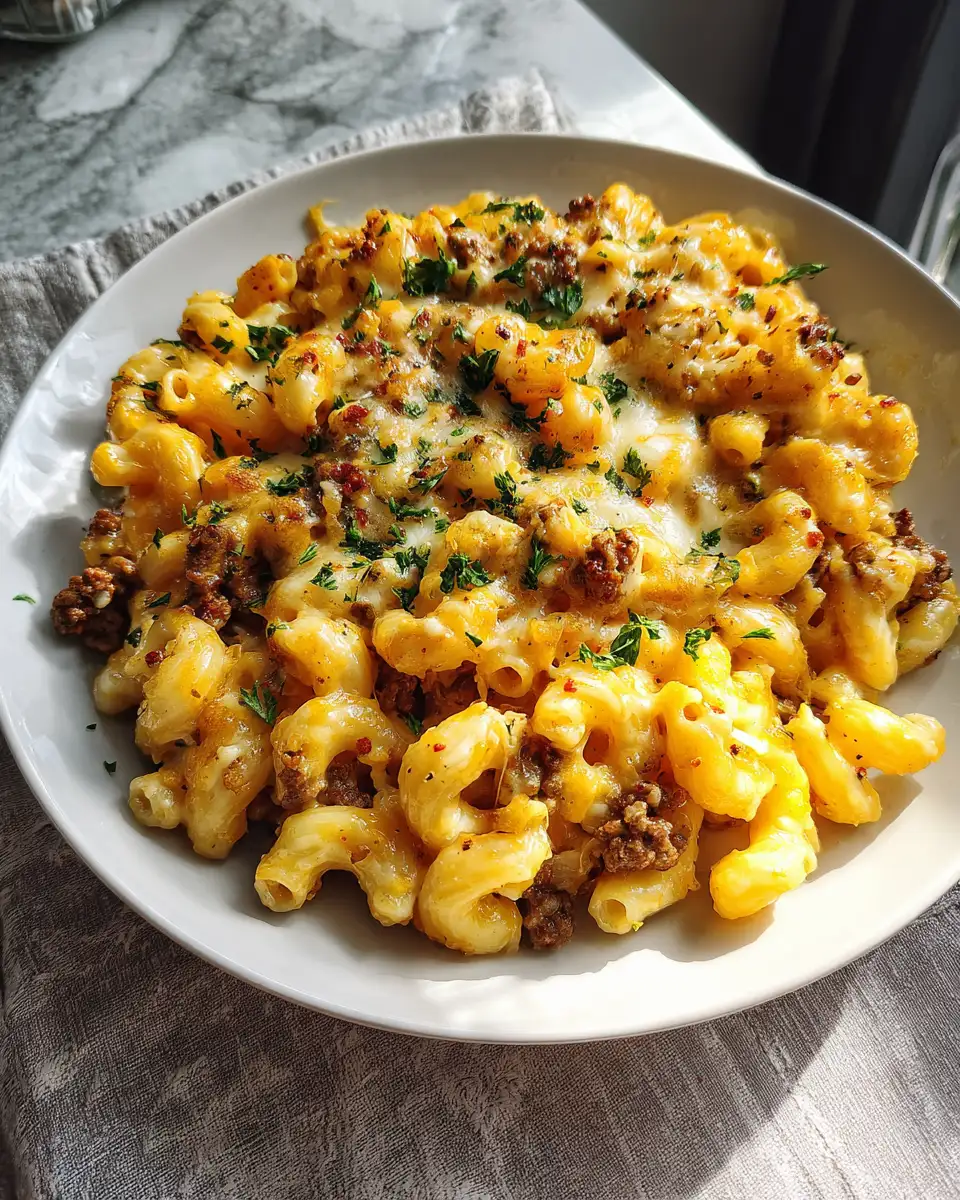 Final dish - Ultimate Comfort Food Ground Beef Mac N Cheese Recipe