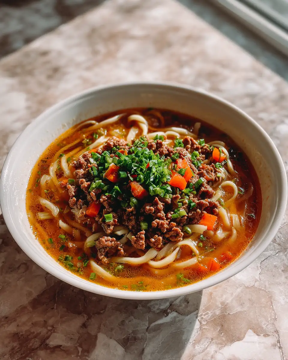 Final dish - Hearty Ground Beef Noodle Soup Recipe That Warms the Soul