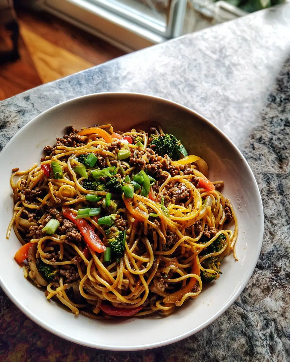 Savory Ground Beef Noodle Stir Fry Recipe for Quick Delicious Meals - Featured Image