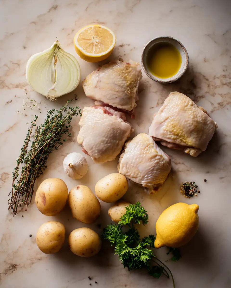 Ingredients for Zesty Lemon Chicken One Pot Recipe for Easy Flavorful Meals