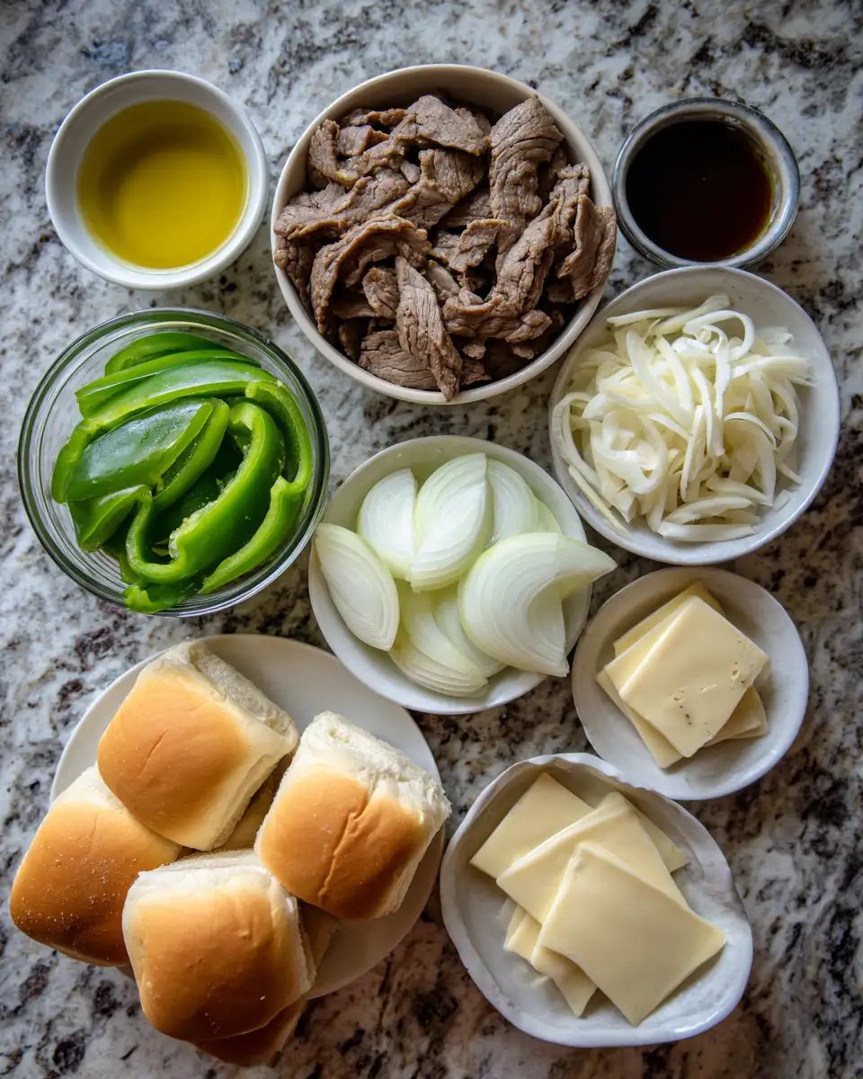 Ingredients for Ultimate Philly Cheesesteak Sliders Recipe That Will Blow Your Mind