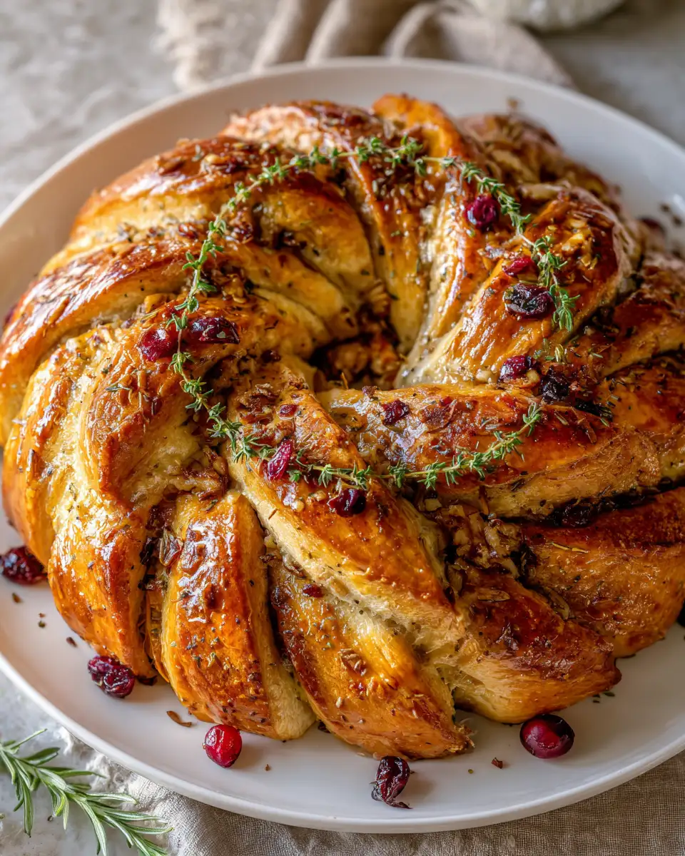 Final dish - Irresistible Savory Turkey and Cranberry Crescent Ring Recipe