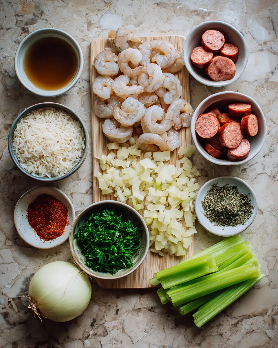 Ingredients for Shrimp Dirty Rice Recipe Card Your New Favorite Cajun Dish