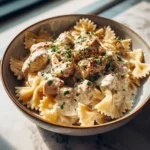 Cheesy Garlic Butter Chicken Bowties with Mozzarella Cream Sauce Recipe - Featured Image