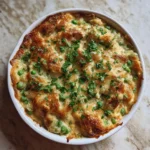 Ultimate Comfort Food Cheesy Green Pea Casserole Recipe - Featured Image