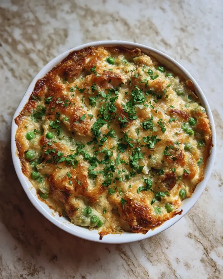 Ultimate Comfort Food Cheesy Green Pea Casserole Recipe - Featured Image