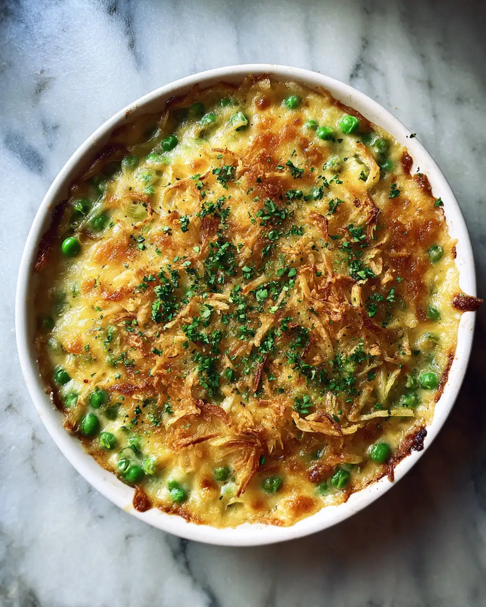 Final dish - Ultimate Comfort Food Cheesy Green Pea Casserole Recipe