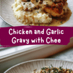 Irresistible Chicken and Garlic Gravy Served Over Cheesy Mashed Potatoes