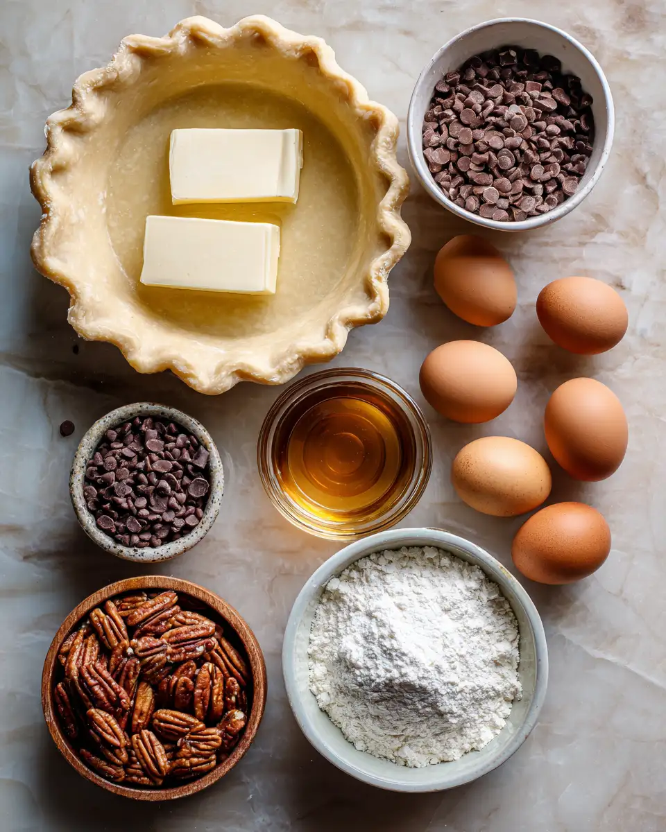 Ingredients for Decadent Chocolate Bourbon Pecan Pie Recipe You Have to Try