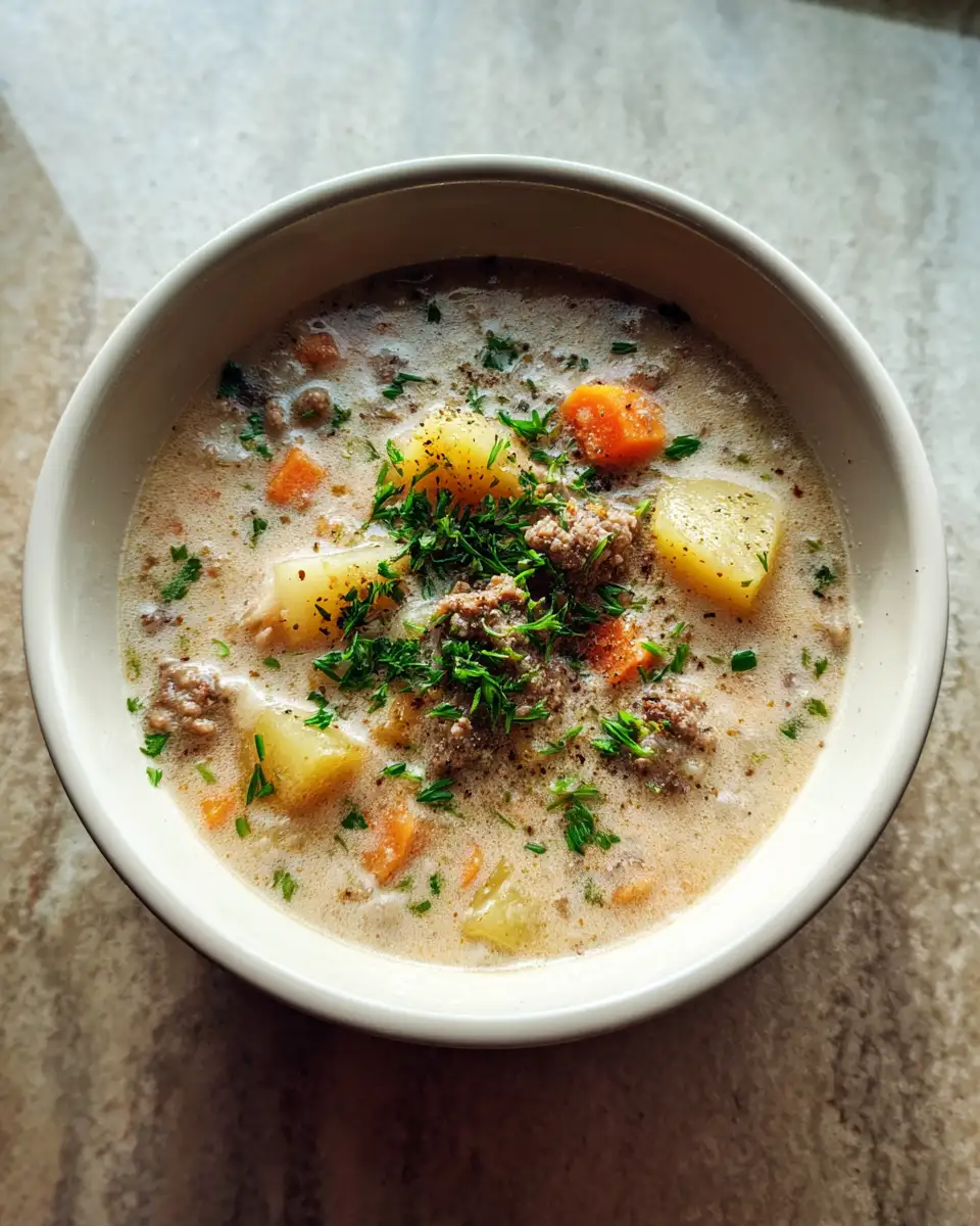 Ultimate Comfort in a Bowl Creamy Potato and Hamburger Soup Recipe - Featured Image