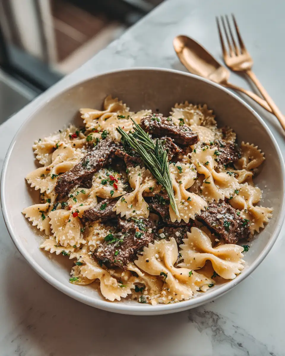 Garlic Butter Bowtie Pasta with Beef Perfection That Will Wow Your Taste Buds - Featured Image