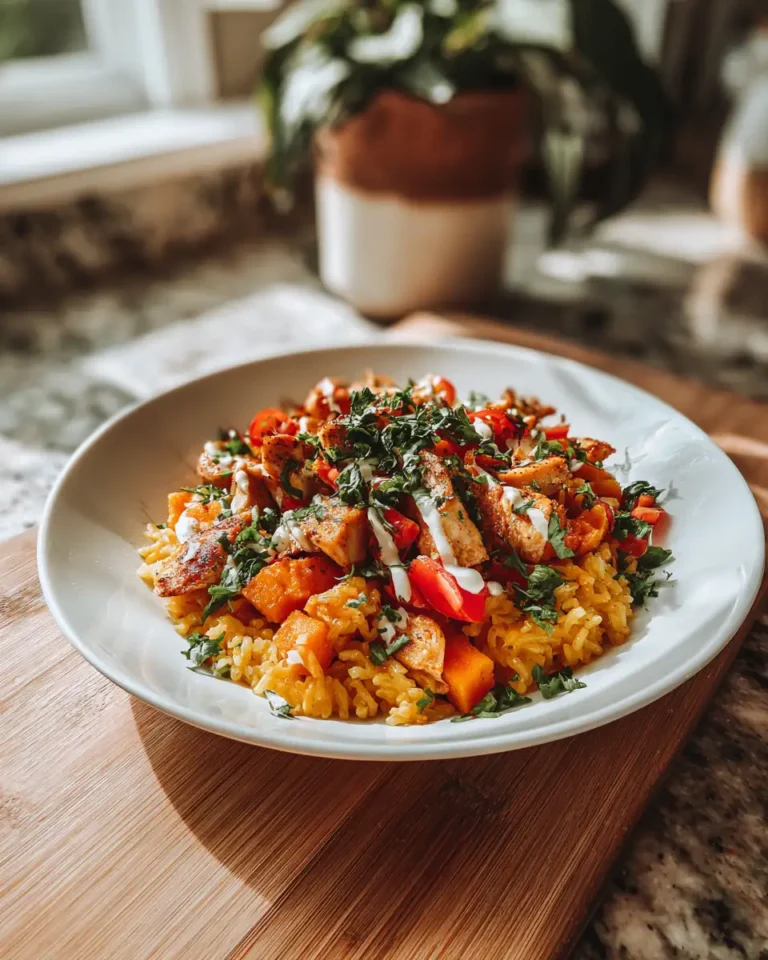 Wholesome and Delicious Healthy Chicken and Sweet Potato Rice Bowl Recipe - Featured Image