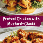Crunchy Pretzel Chicken with Irresistible Mustard-Cheddar Sauce