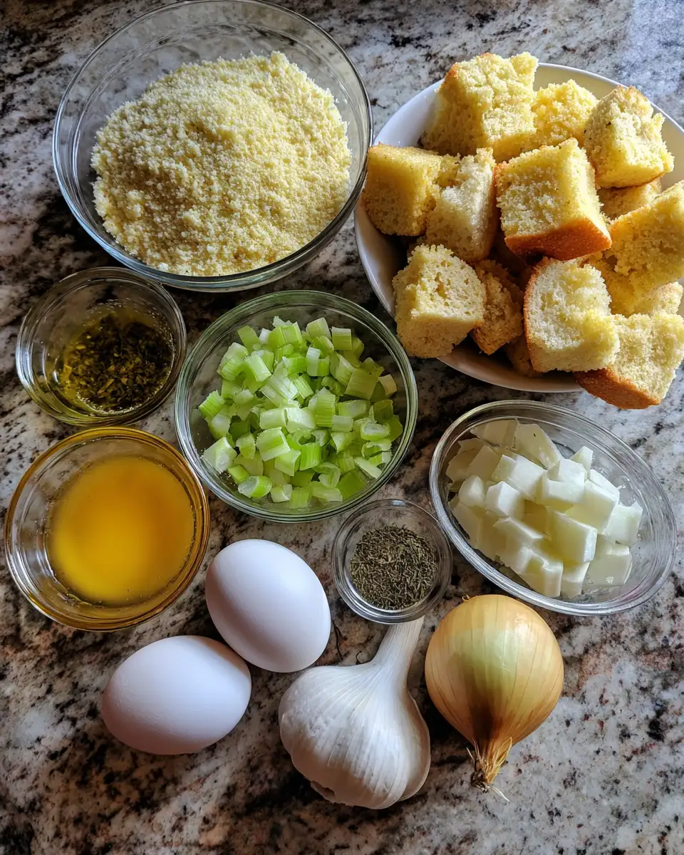 Ingredients for Irresistible Southern Cornbread Dressing Recipe That Will Steal the Show