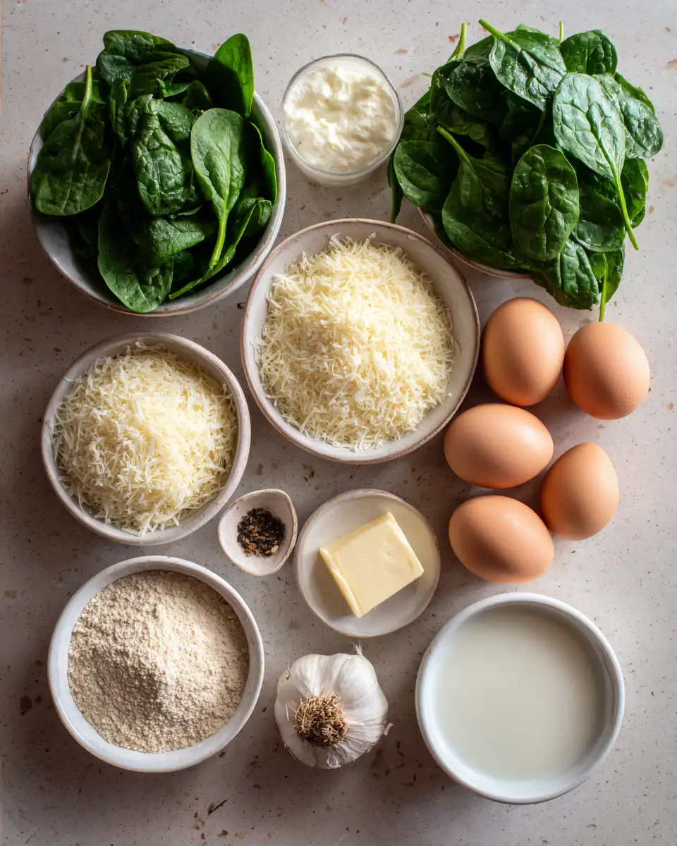 Ingredients for Irresistible Spinach Parmesan Bake Your Family Will Love
