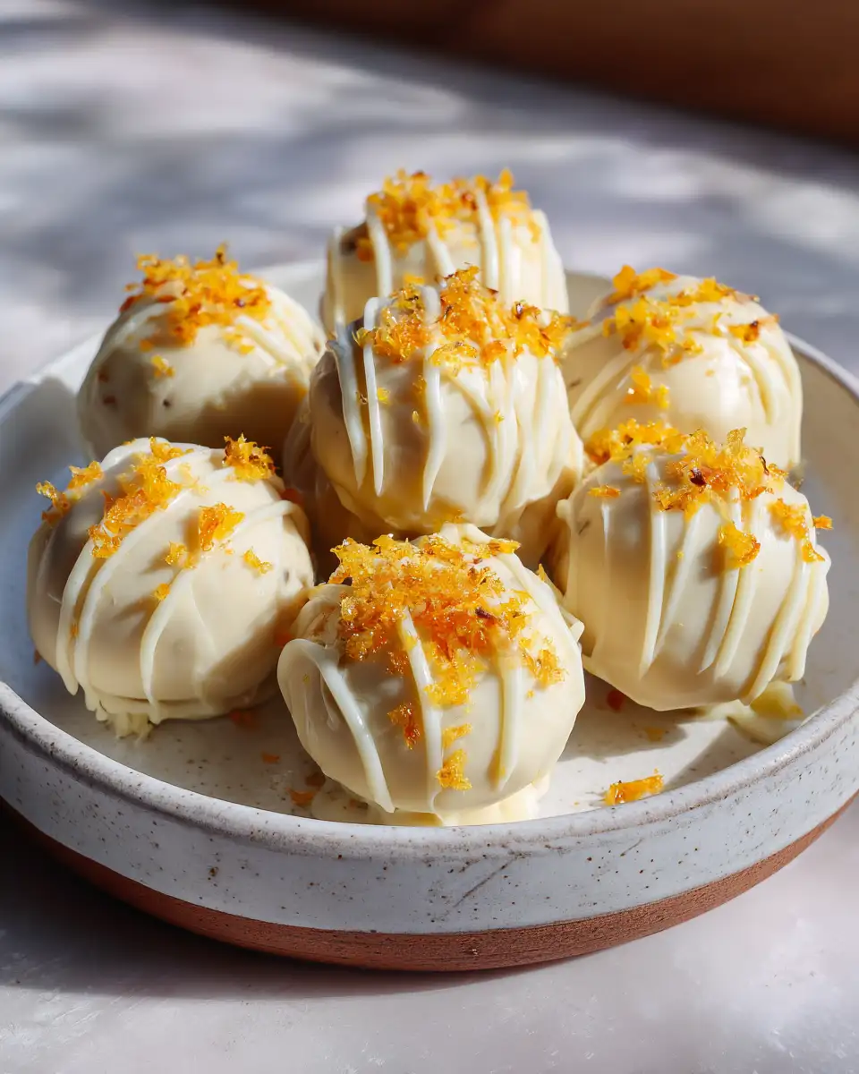 Final dish - Indulge in Decadence with White Chocolate Orange Creamsicle Truffles