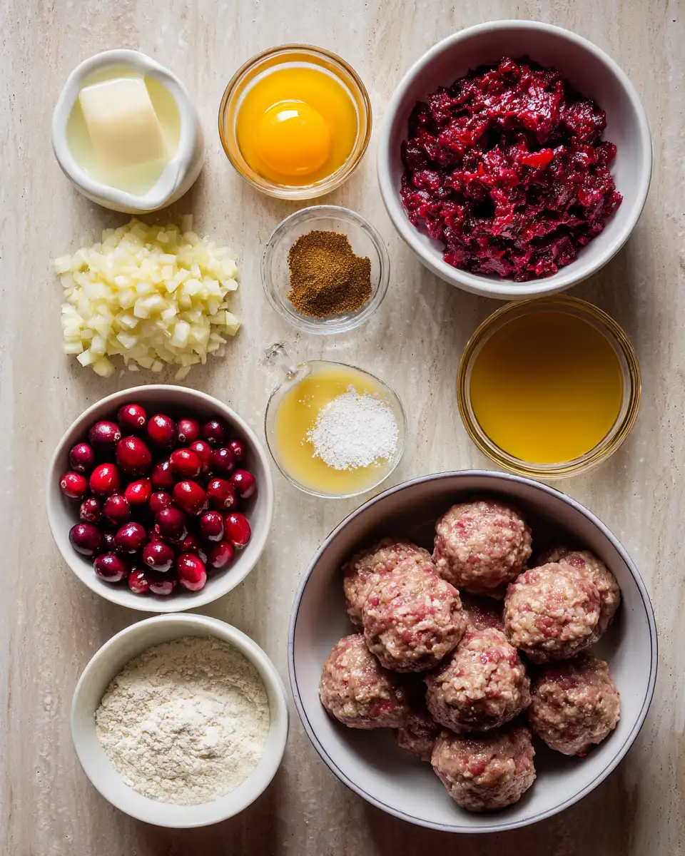 Ingredients for Best Christmas Cranberry Meatballs That Will Steal the Holiday Show