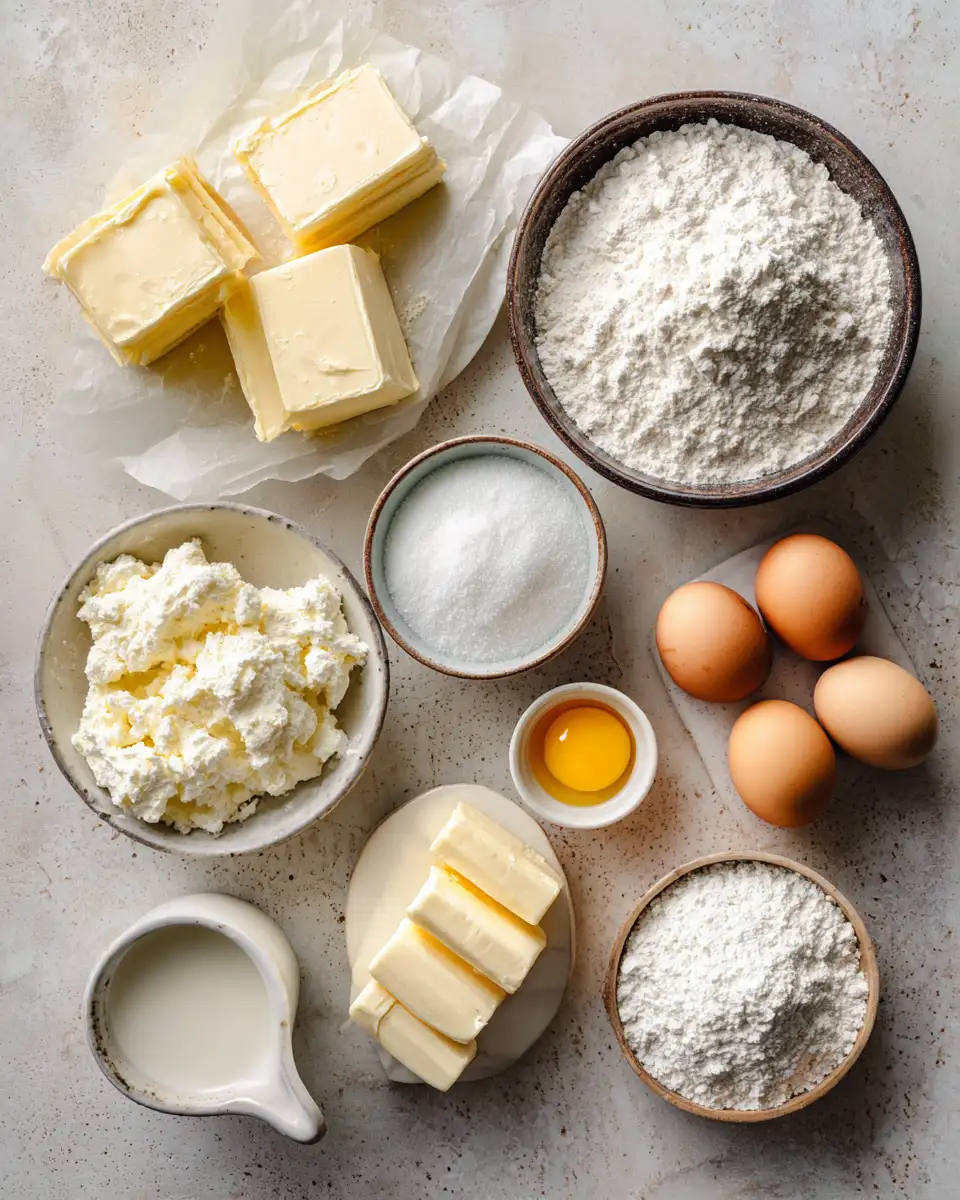 Ingredients for Easy Homemade Cheese Danish Recipe for a Delicious Breakfast Treat