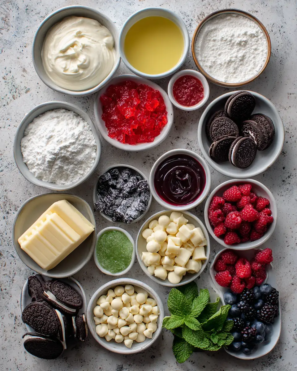 Ingredients for Easy No-Bake Christmas Dessert Lasagna with Oreo Crust That Will Wow Your Guests