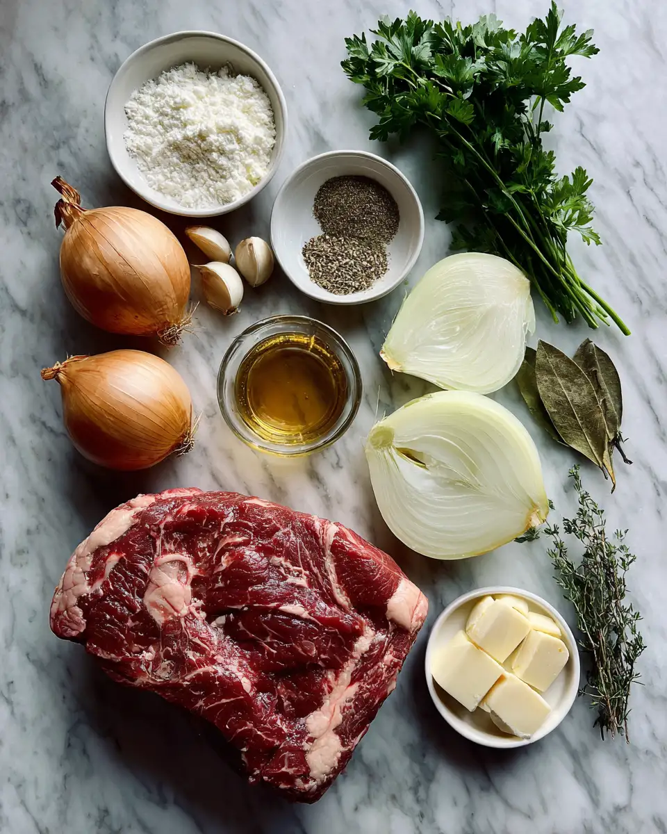Ingredients for Easy Slow Cooker French Onion Roast Recipe for Effortless Flavor